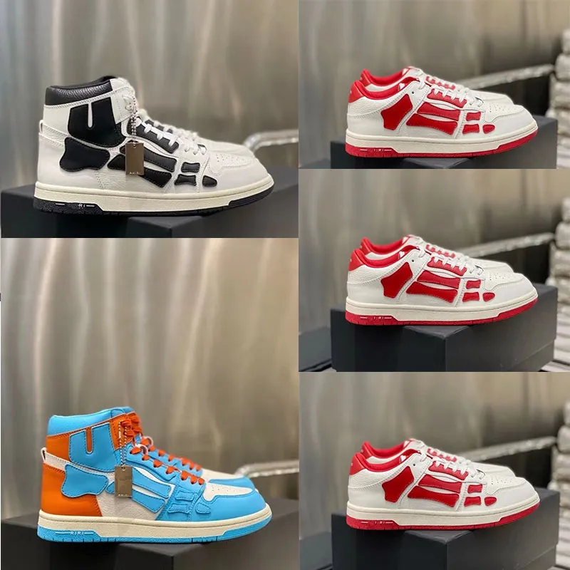 2021SKEL-TOP sneakers Lyxiga designerskor för män, applikationer i läderskelett, EVA-fotbädd, low-top high-top sneakers, fashionabla toppkvalitet 38-45