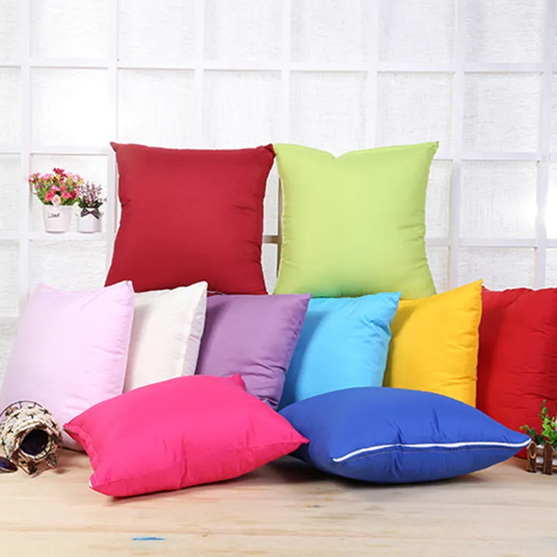 Solid color throw pillowcase Pull Plush Sofa backrest pillowslip 45*45cm Soft healthy cushion pillow cover with zipper candy colors cases