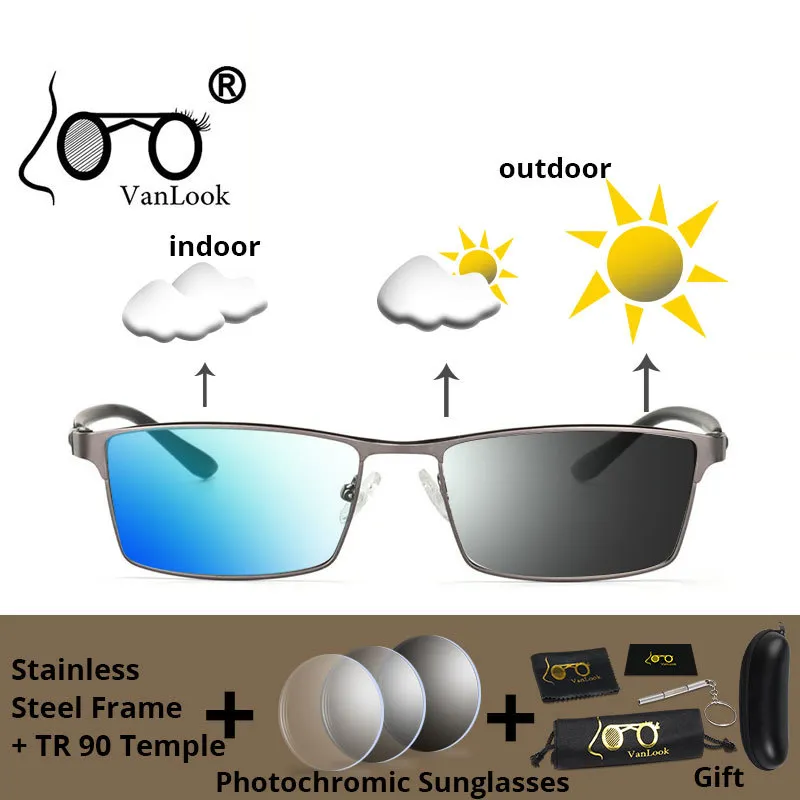 VANLOOK Pochromic Sun Glasses Computer Anti Blue Ray Light Blocking UV400 Radiation Chameleon Sunglasses Men Gamer Eyeglasses