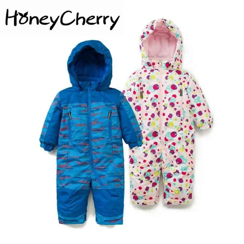 winter girls romper hakama windproof and waterproof warm jumpsuit baby boy 210702