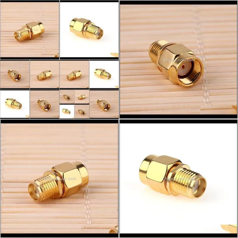 2pcs coaxial rf adapter connector sma female to rp-sma male connect two-way radio audio video and test equipment