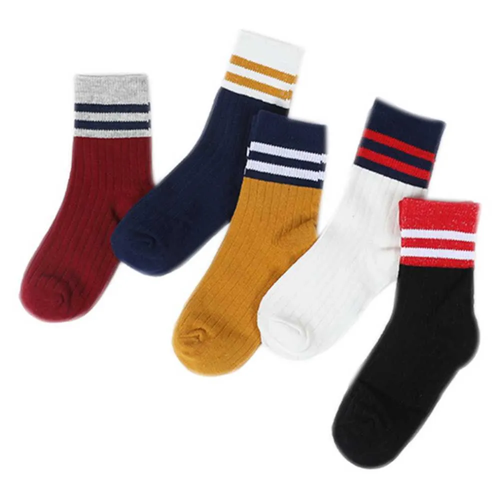 Jumping Meters Five Pairs Of Stripes Baby Socks Autumn Winter Soft Comfortable For Children's 210529