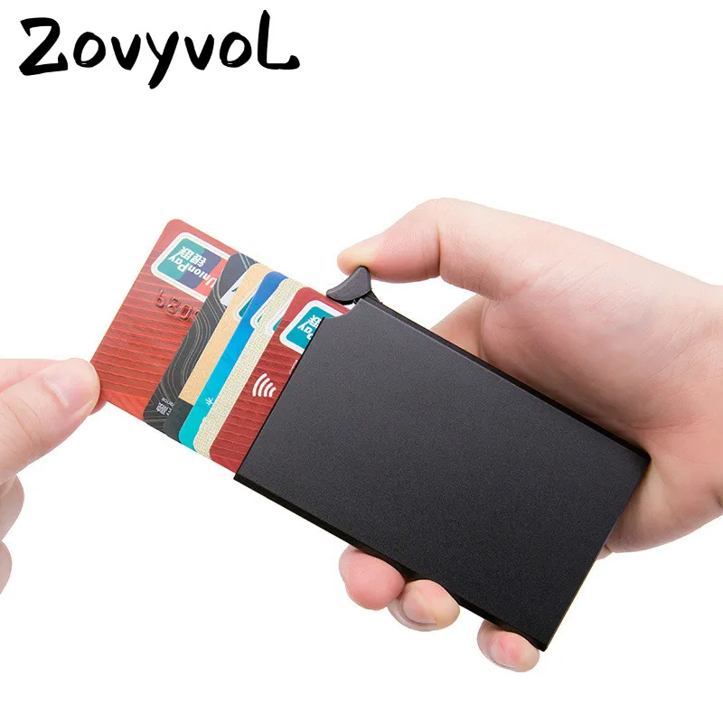 Card Holders Anti-theft Mini ZOVYVOL Business Case High-grade Alumina Mult-card Holder Solid Color Automatic Pop-up Bank Box