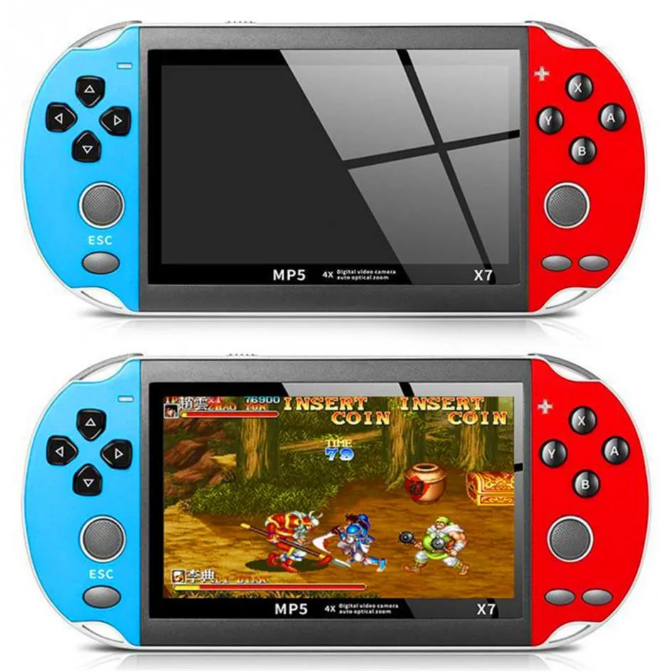 X7 Handheld Game Console 4.3 Inch Screen MP5 Player Video Games PK X7Plus SUPer Retro 8GB Support for TV Output Music Play E-book