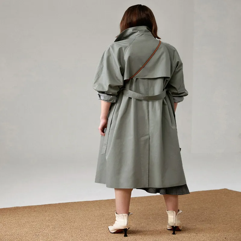 here well UK Brand Fashion Fall Autumn Casual Double Breasted Simple Classic Long Trench Coat with Belt Female Windbreaker
