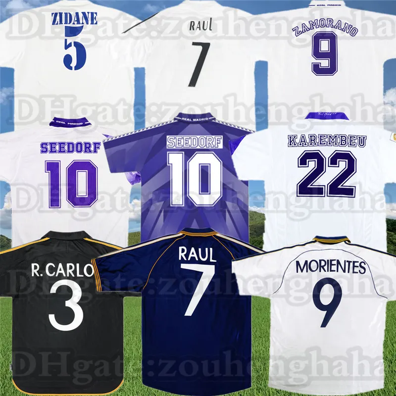 Retro Real Madrid Raul Soccer Jersey 94 95 97 98 99 04 05 07 08 09 10 Zidane Beckham Ronaldo Camisa antigua de Fútbol