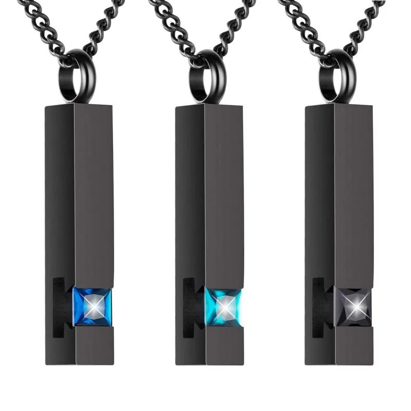 Chaînes 3pcs Bijoux de crémation en cristal pour cendres Collier d'urne en argent Cendres, Pendentif commémoratif d'urnes de cube de pierre de naissance