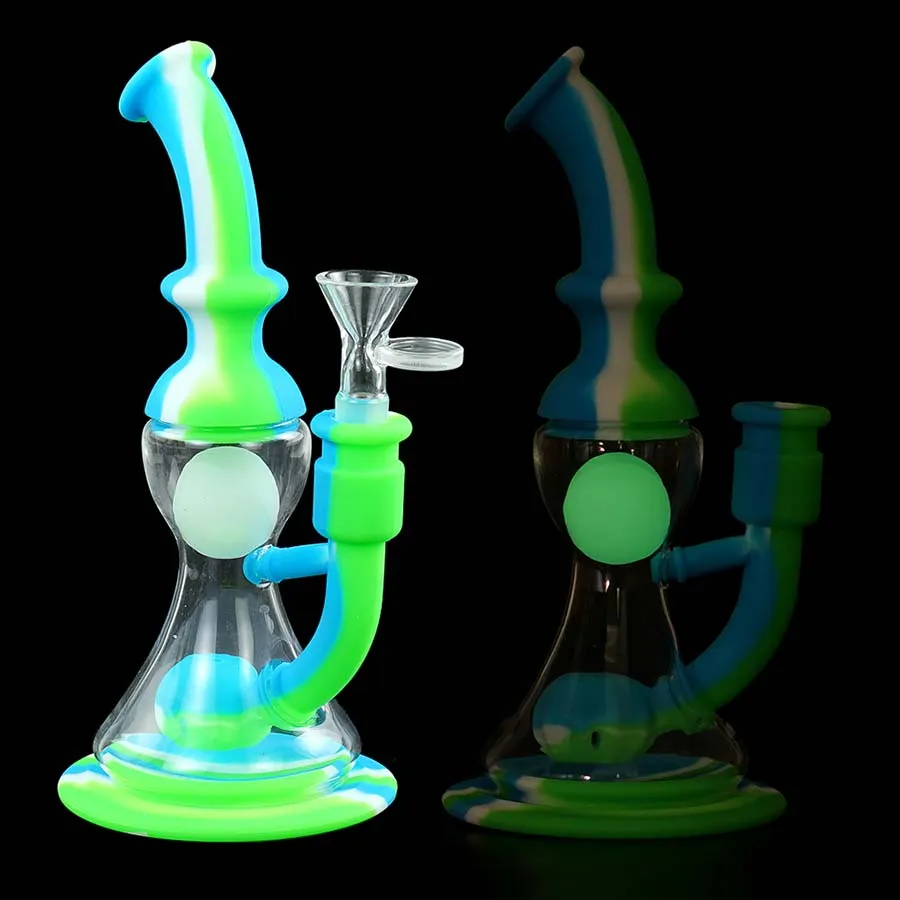 8.4 '' Hookah Bongs табачные водопроводные трубы силиконовые стаканы Установки DAB оснащены маленький шар в среднем свече