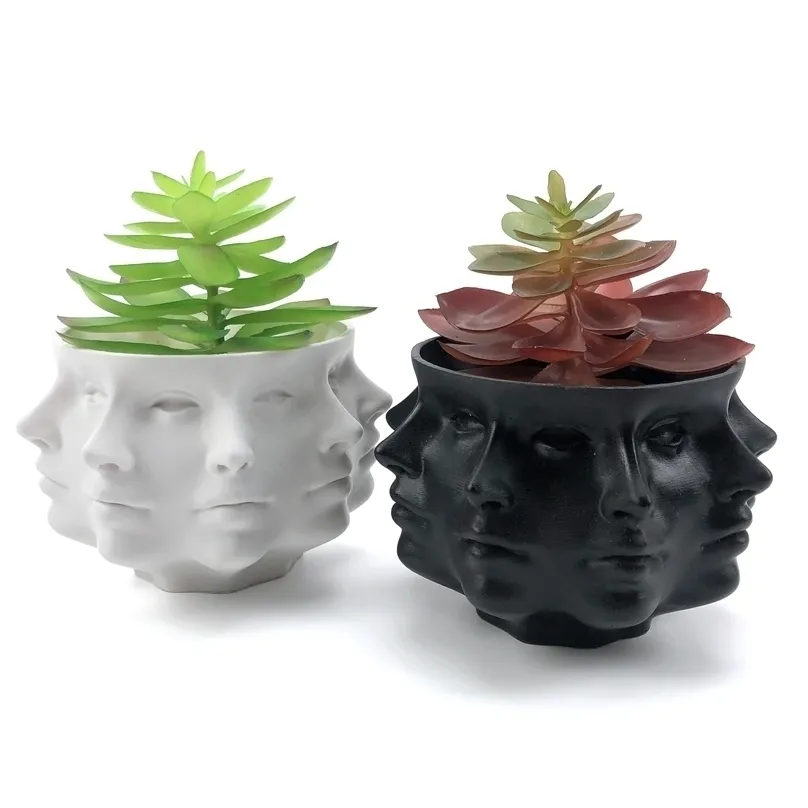 Vase de jardinière succulente multi-faces petite tête décoration de la maison Cactus Pot de plante d'intérieur 211215