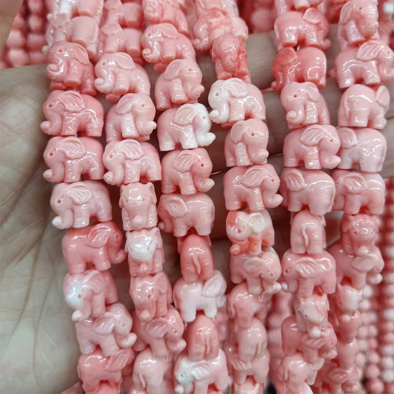 100pcs küçük fil pembe mercan boncukları 14mm gevşek aralayıcı boncuk diy bileklik kram mücevher yapımı hediyeler287j