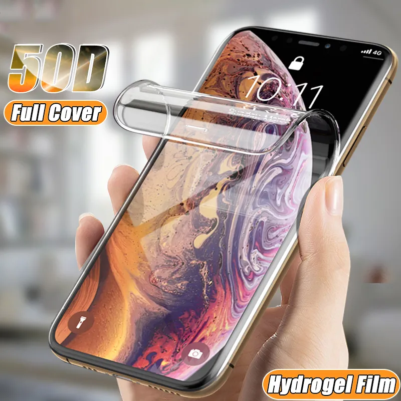Protecteur d'écran en film hydrogel pour Iphone 12 pro Max Samsung Galaxy S10 S10E S21 Plus S20fe Couverture complète de protection A50 A70 A71 Note 20 Ultra