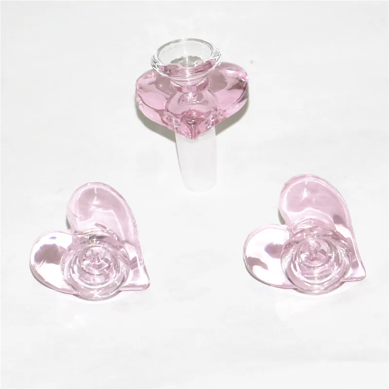 Dickes Schüsselstück für Glasbong-Schiebeköpfe, Rauchfarbe rosa, berauschende Großhandels-Bohrinselstücke, 14 mm, 18 mm