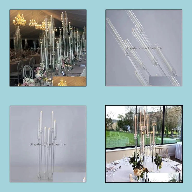 Candle Holders Tall Candelabra Holder Acrylic Crystal 8/10/12 Heads Wedding Table Centerpieces Yudao90