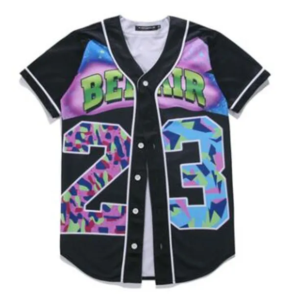 Koszulka męska Baseball Jersey 3D T-shirt Drukowane Przycisk Koszula Unisex Summer Casual Podnośniki Hip Hop Tshirt Nastolatki 03
