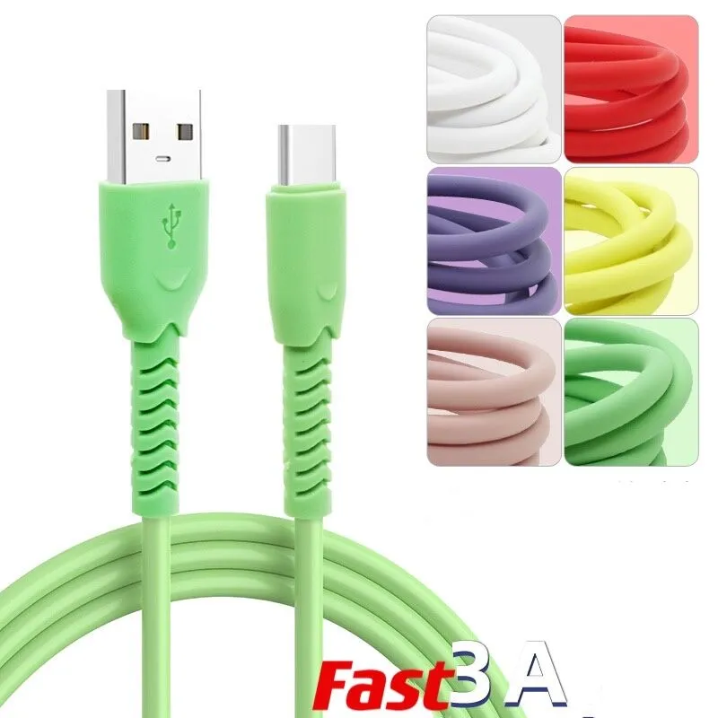 1m / 3ft de alta velocidade 3a cores cabos USB carregador rápido micro tipo c cabo de carregamento para samsung xiaomi huawei telefone