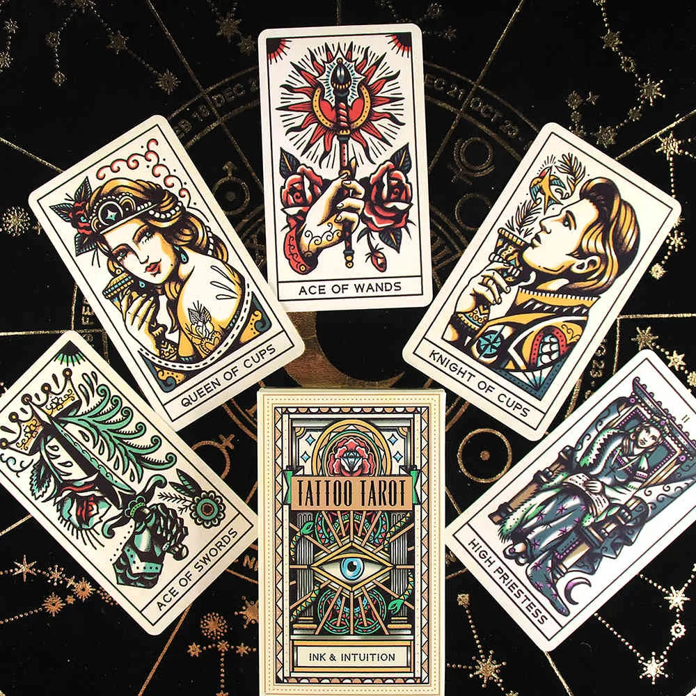 Dövme Tarot Güverte Oyun Kart Kılavuzu Mistik Rehberlik Kehanet Eğlence Partys Kurulu