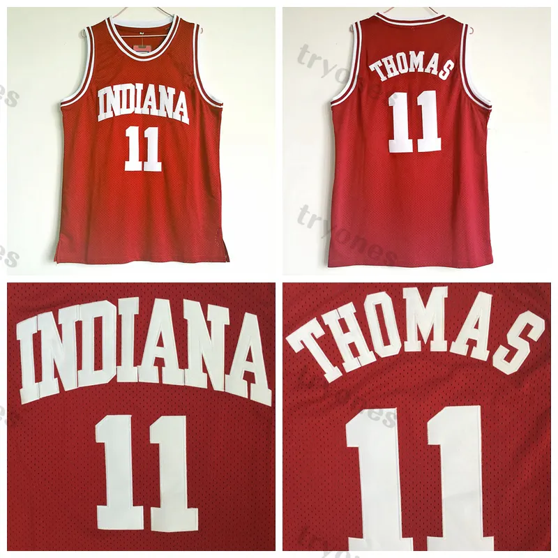 Mens Indiana Hoosiers 대학 농구 유니폼 대학 #11 Isiah Thomas 셔츠 스티치 저지 S-XXL