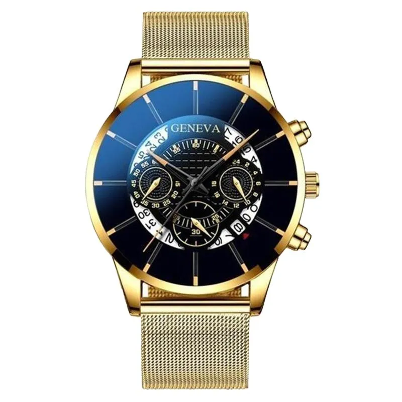 Wristwatches Luxury Mens Bracelet Watches Set Fashion Men Stainless Steel Mesh Belt Quartz Watch Business Casual Male Clock Relogi150L