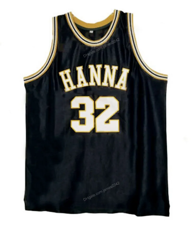 Personnalisé T'challa Chadwick Man # 32 Hanna Basketball Jersey Ed Noir Taille S-4xl N'importe quel nom et numéro Maillots de qualité supérieure