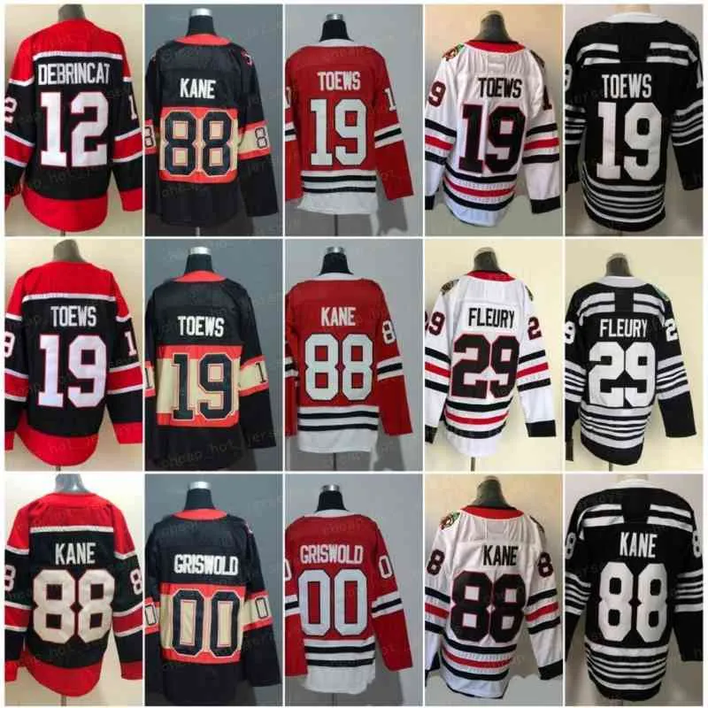 2021 Reverse Retro 29 قمصان هوكي Marc-Andre Fleury 77 Kirby Dach 19 Jonathan Toews (C) 88 Patrick Kane 12 Alex DeBrincat 4 Seth Jones Winter Classic Jersey Black Mens