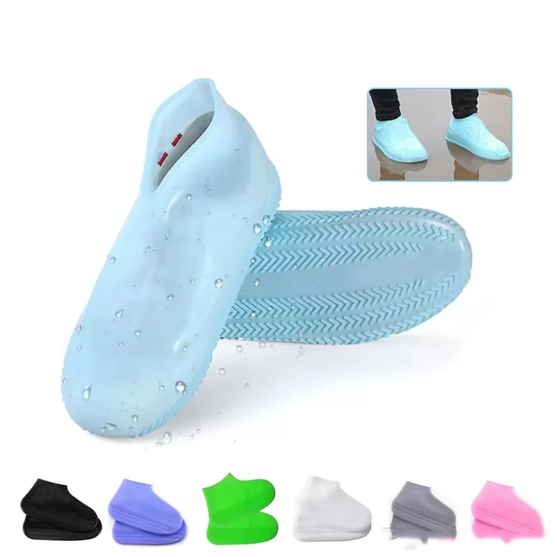 Raincoat Shoes Cover Silicone Gel Waterproof Rain Shoes Covers Reusable Rubber Elasticity Overshoes Non-slip Unisex Wear-Resistant Recyclable