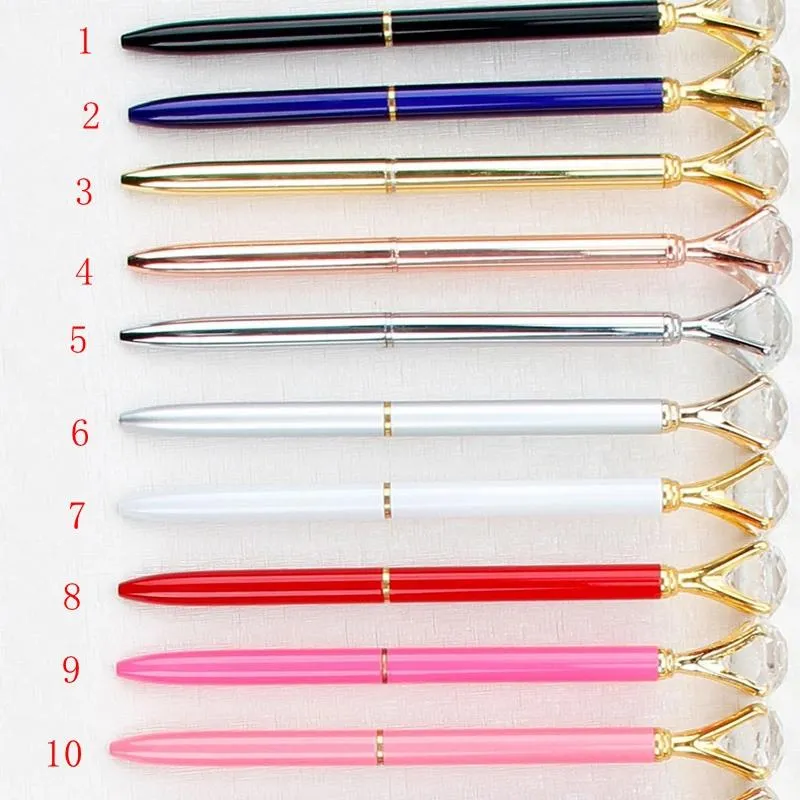Gel Pens 1000pcs Creative Crystal Glass Kawaii Ballpoint Pen Big Gem Ball With Large Diamond 24 Colors Fashion School Office Supplies
