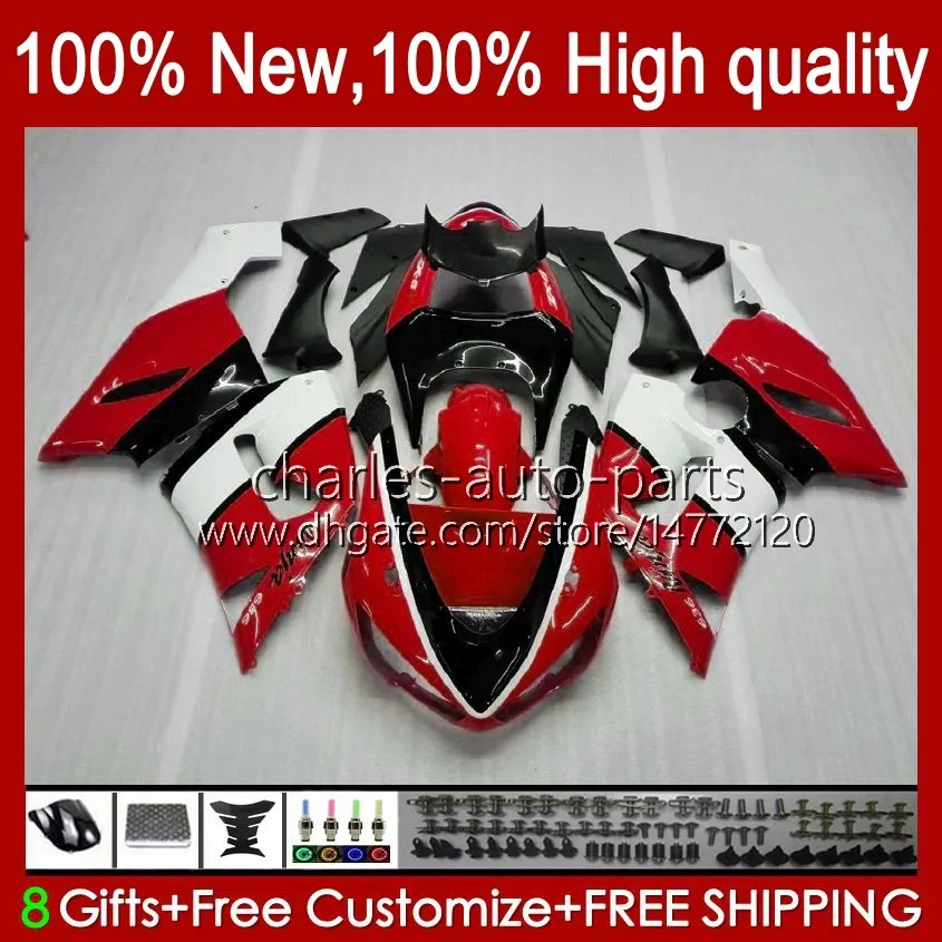 Kawasaki Ninja OEM ZX600C ZX636 ZX 6R 6 R 600 CC 05-06 BODYWORKS 7NO.87 ZX-600 ZX 636 ZX-600 2006 ZX-636 600 CC ZX6R05 06 ABSフェアリングキット赤ホワイトストック