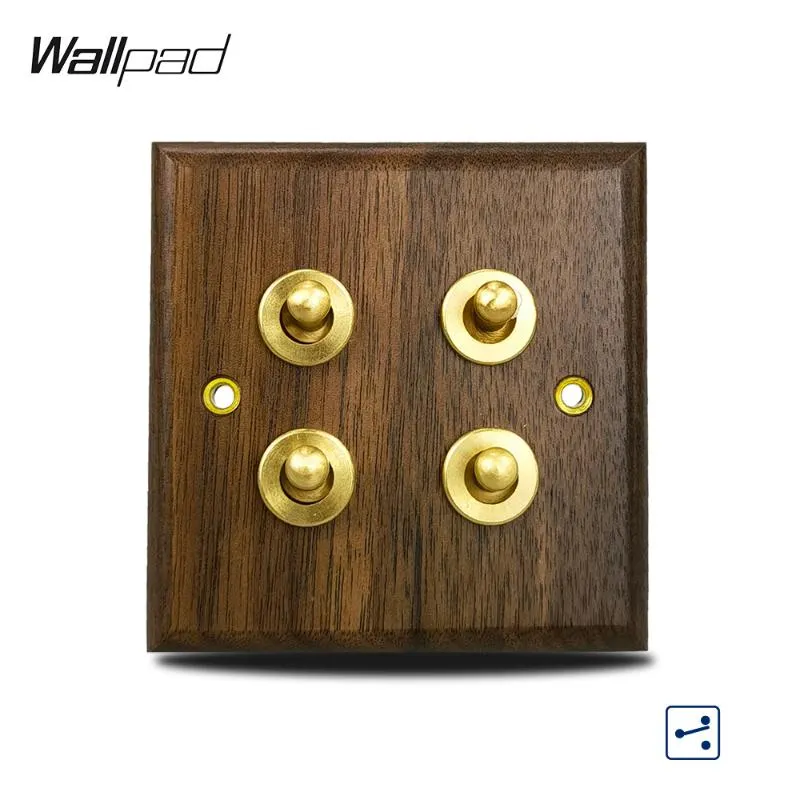 Smart Home Control 4 gängväxelväxel Wallpad Lyx Desgin Wood Brass Rocker Light Plate Avbrytare Z8 s