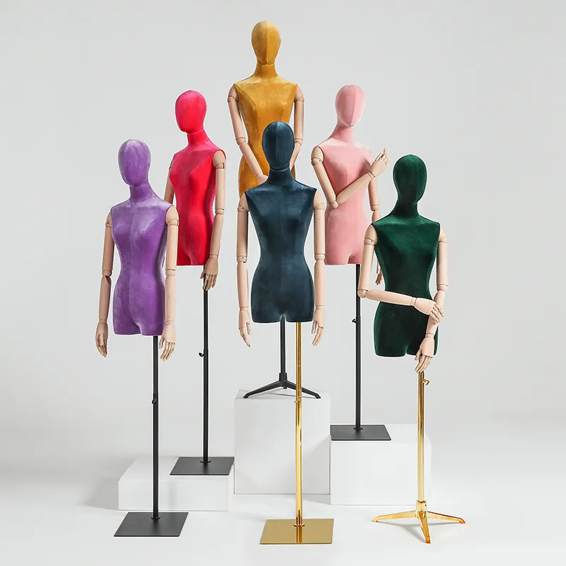 High Quality Women's Colorful Wooden Hand Mannequin Velvet Model For Display