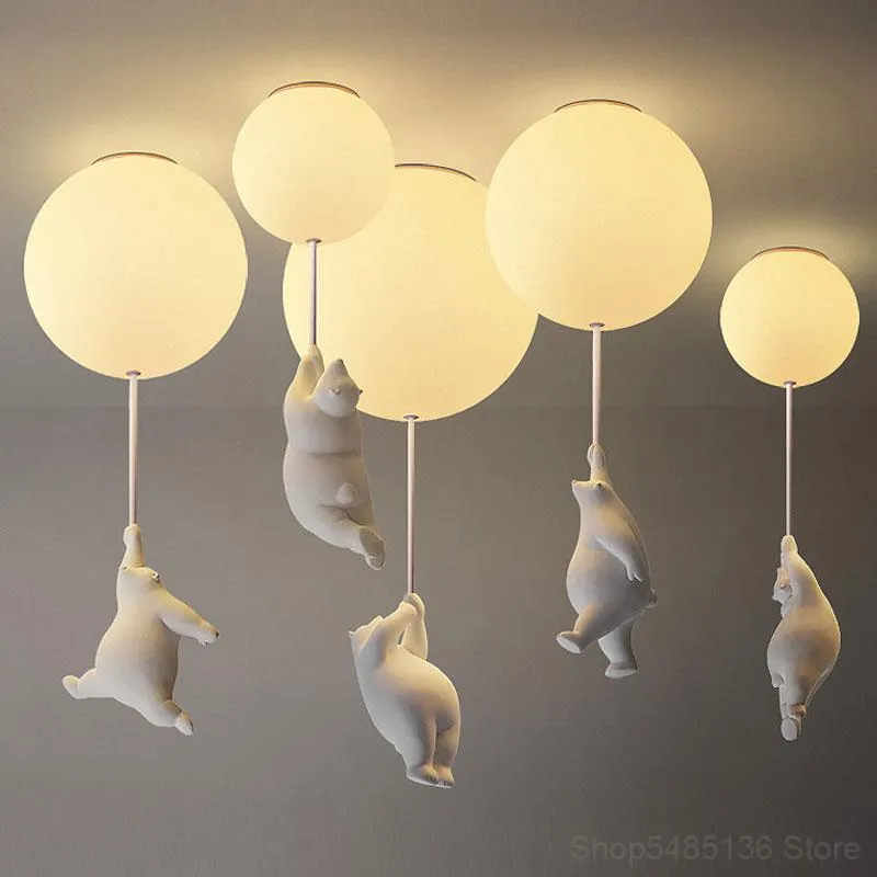 Ceiling Lights Modern Balloon Bear Cartoon Lamps Kids Rooms Bedroom Lamp Living Room Home Decor Hanging Light Fixtures