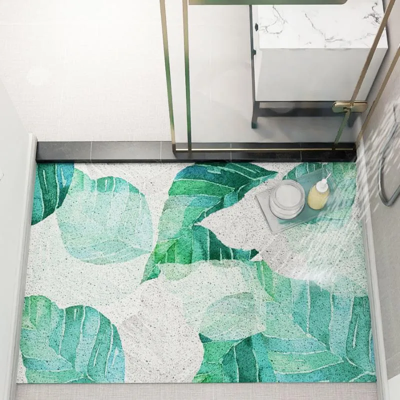Tapetes Entrada Capacete Anti-Slip Tapetes para sala de estar Tapete de banho verde folha cozinha lavar roupa moderna tapete