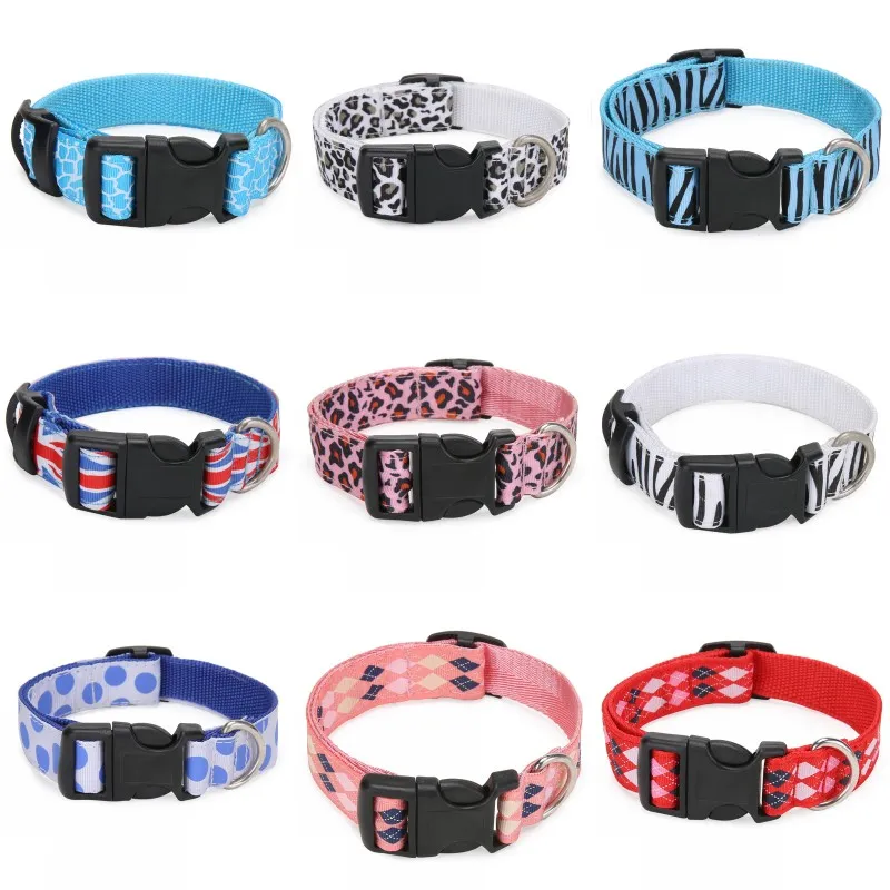 Adjustable Pet Collars Nylon Leopard Pattern Dogs S L Size Collar for Puppy Cats