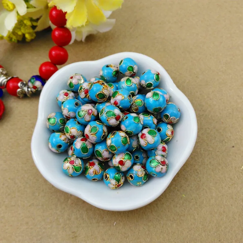 5pcs Cloisonne Enamel Round Loose Bead Handmade DIY Jewelry Making Findings  Filigree Spacer beads Earrings Bracelet Accessories - AliExpress