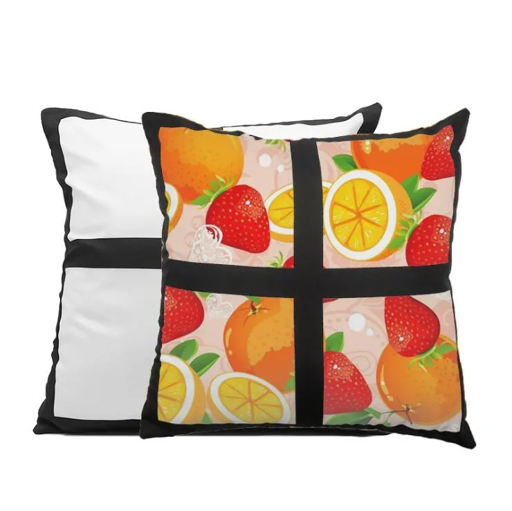 Sublimation Blanks 4 Panel Pillow Cases Cushion Cover Throw Pillow Covers for Sublimation Printing Sofa Couch DIY Blanks Pillow Case