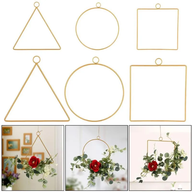 Inne Dostawy Ogród Wieniec Dom Ornament Boże Narodzenie Wielkanoc Party Floral Hoop Metal Iron Bridal Garland Kwiaty Materiał