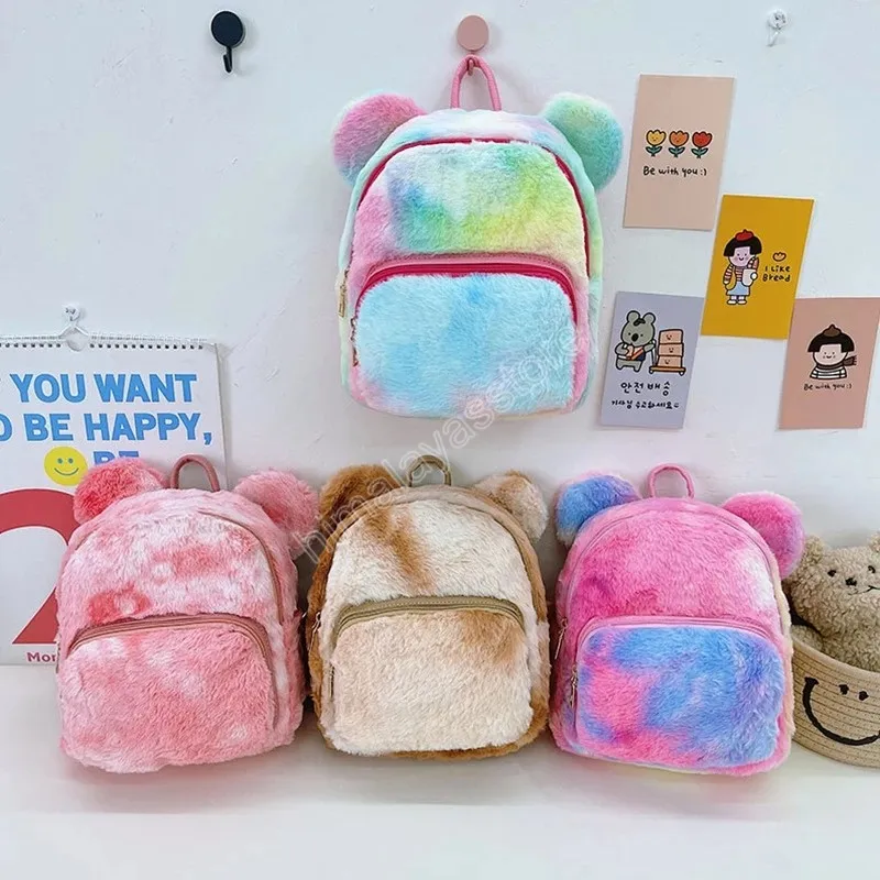 Sac à dos en peluche en peluche pour enfants sacs d'oreille d'ours mignonnes pour enfants filles petit sac à dos