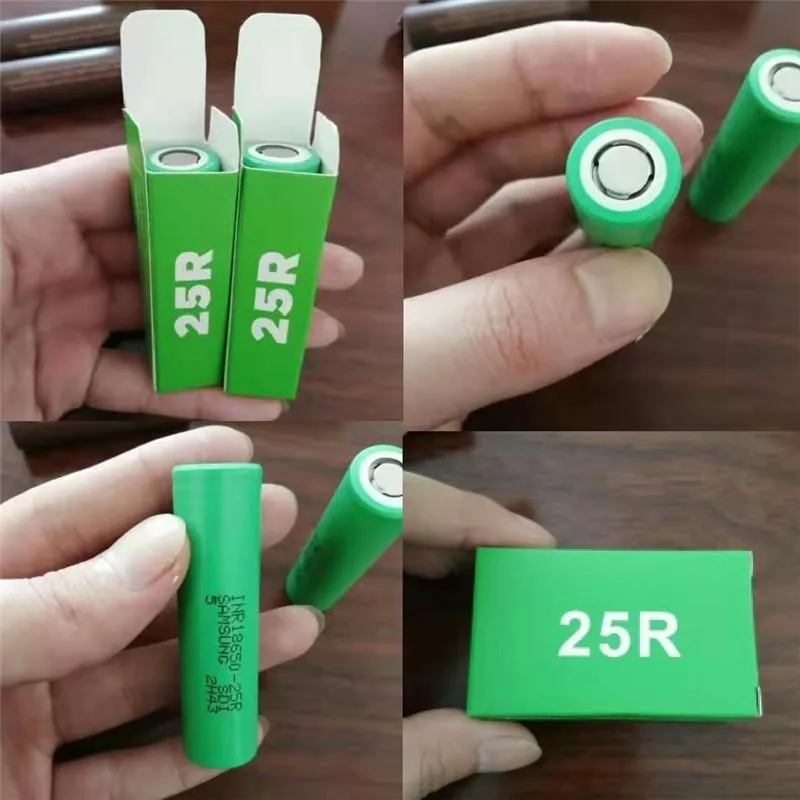 Top High Quality INR18650 25R 18650 Battery 2500mAh 20A 3.7V Green Box Drain Rechargeable Lithium Batteries Flat For Samsung Factory In Stock