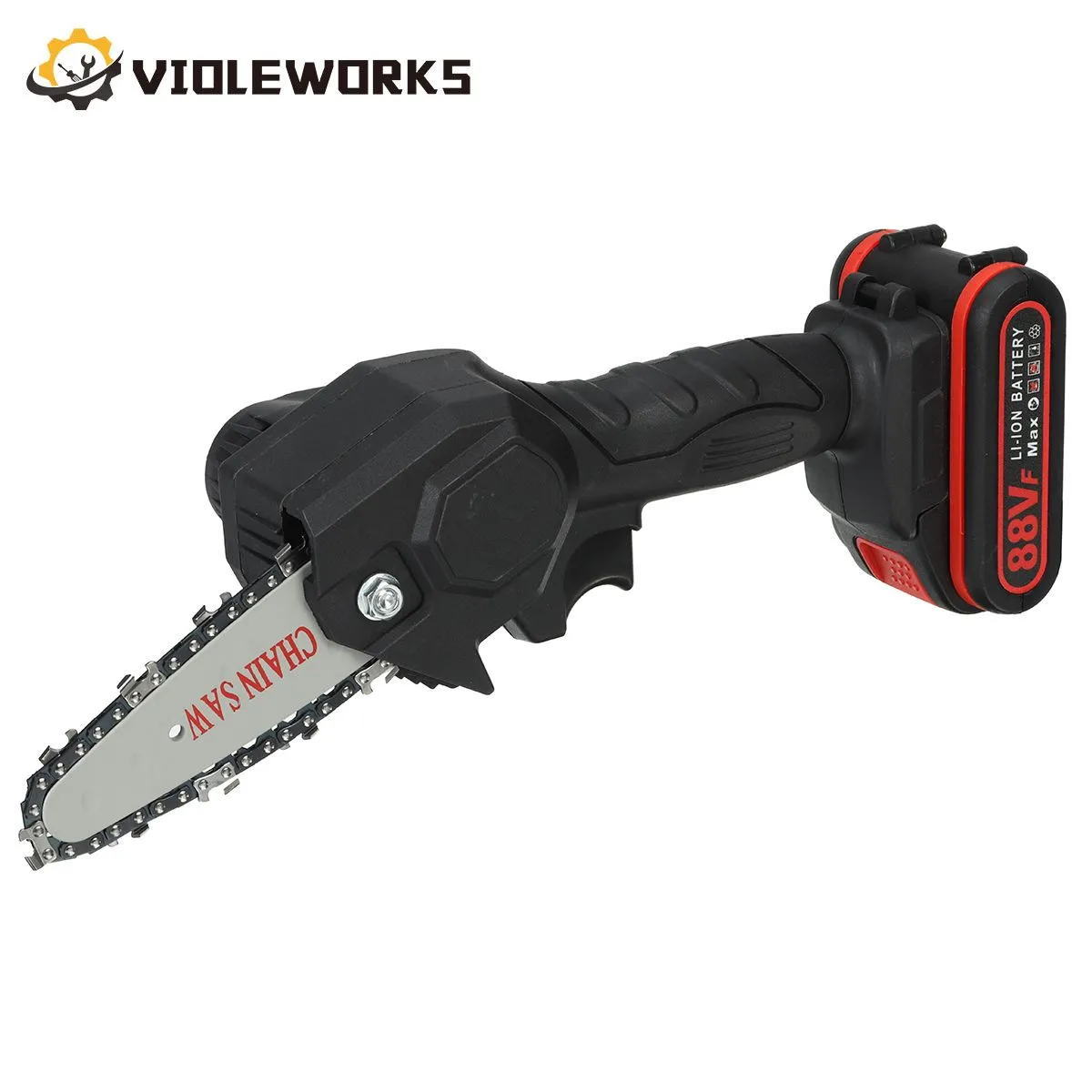 1080W 4 tum 88vf Mini Electric Chain Saw med 2pc batteriträ.