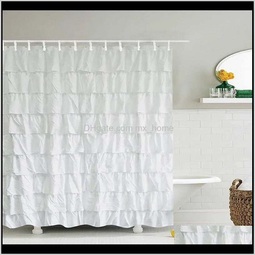 big deal plain colour waterproof corrugated edge shower curtain ruffled bathroom curtain decoration
