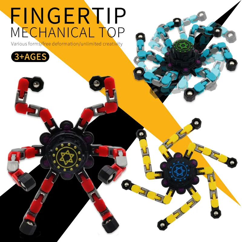 Fidget Crianças Brinquedos Giroscópio Mecânico Descompressão Artefato Deformação Robô Rolamento Deformação Mecha Corrente Fidgets Toy Sensory Engraçado Anti-Stress Presente