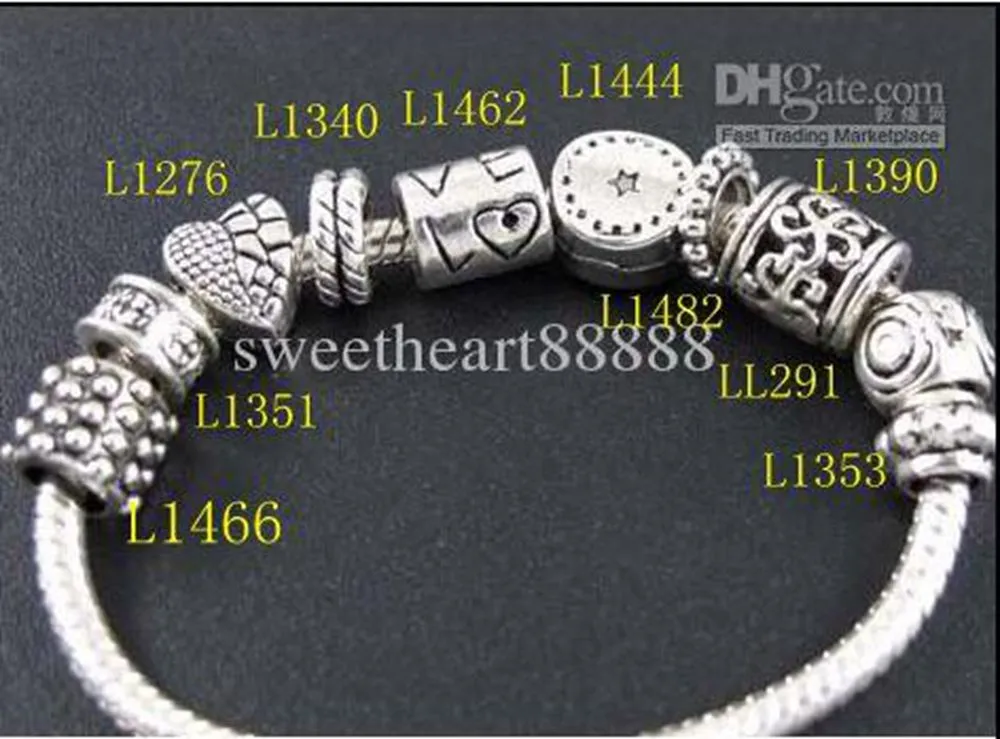 Tibetan Silver Alloy Heart Love Star Spacer Bracelet Beads And