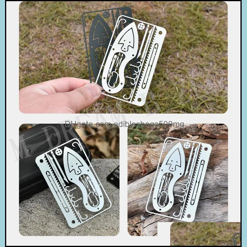 17 in 1 Portable Survival Card Outdoor Multifunction Tool Card Hunting Survival Camping Military Credit Card Knife Hook Fishing Gear