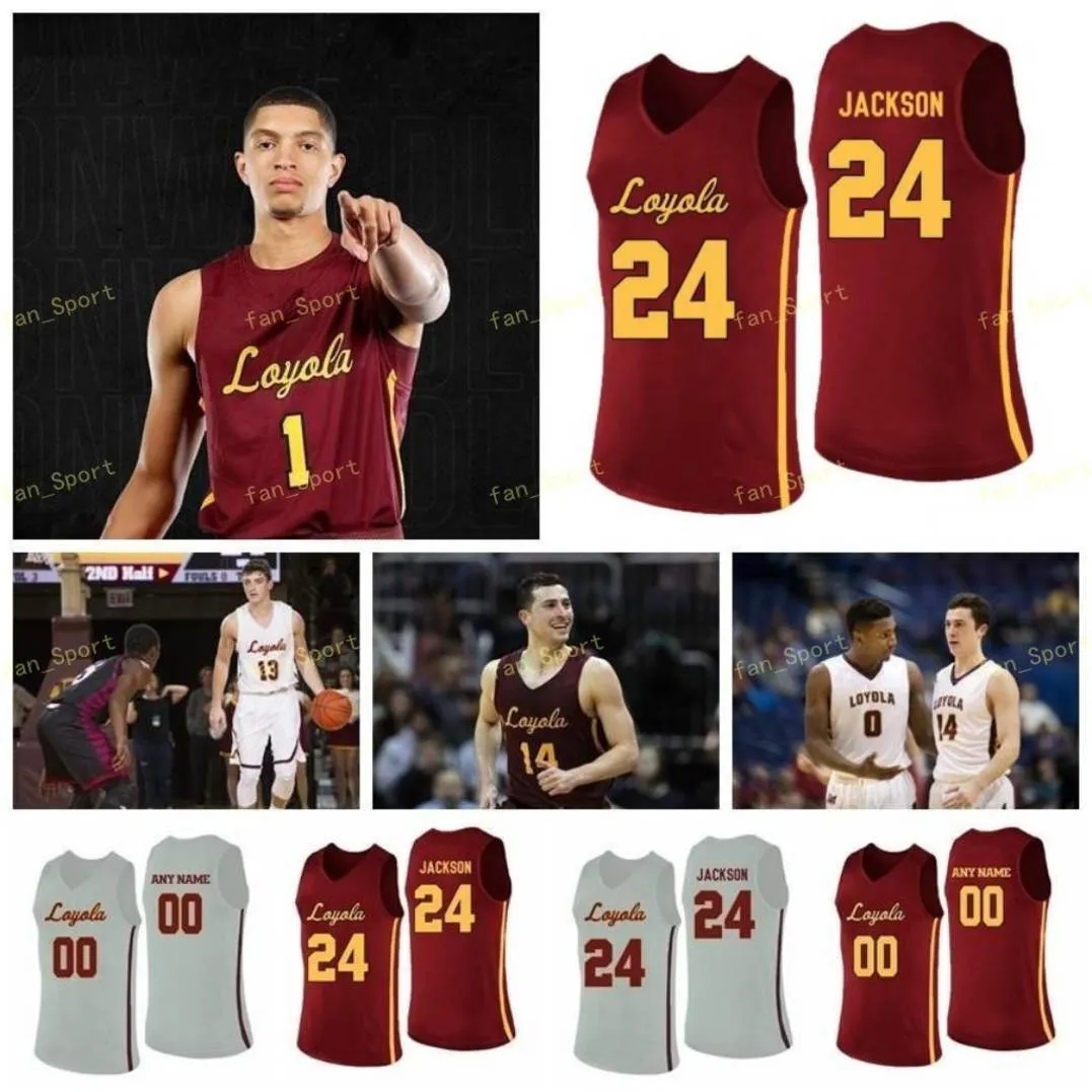 NCAA College Loyola Chicago Ramblers Basketball Jersey 23 Cooper Kaifes 24 Aundre Jackson Tate Alcock Hall 25 Cameron Krutwig 맞춤형 스티치