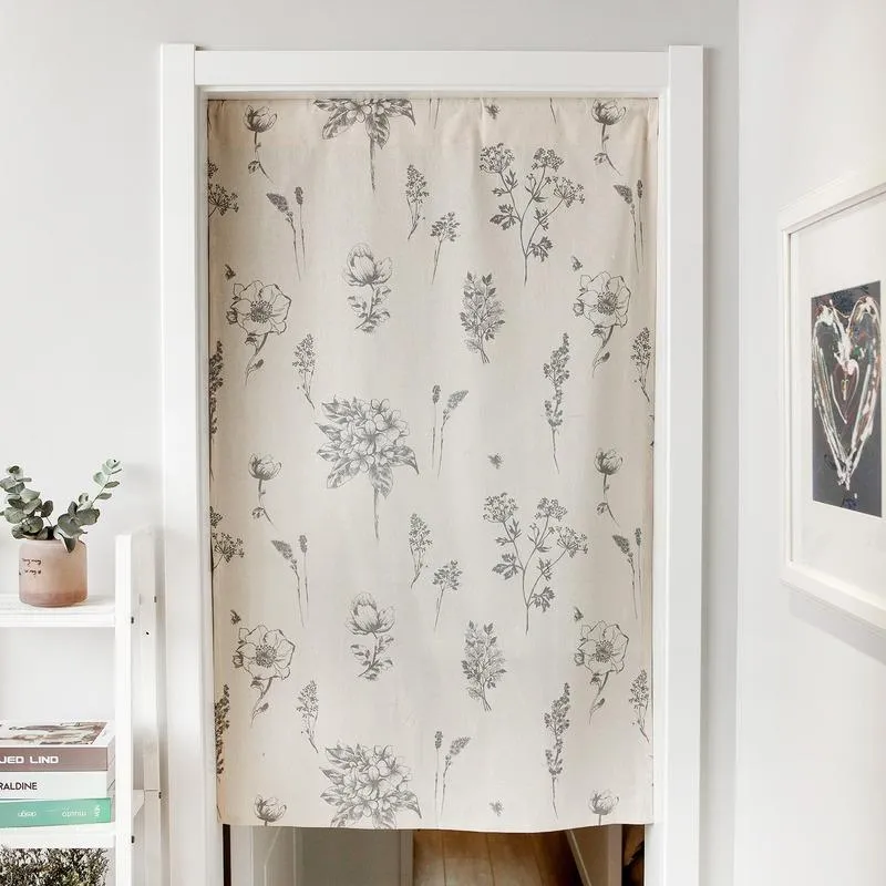 Curtain & Drapes Sketch Flower Printing Modern Simple Fabric Wind Bath Bathroom Half Without Rod