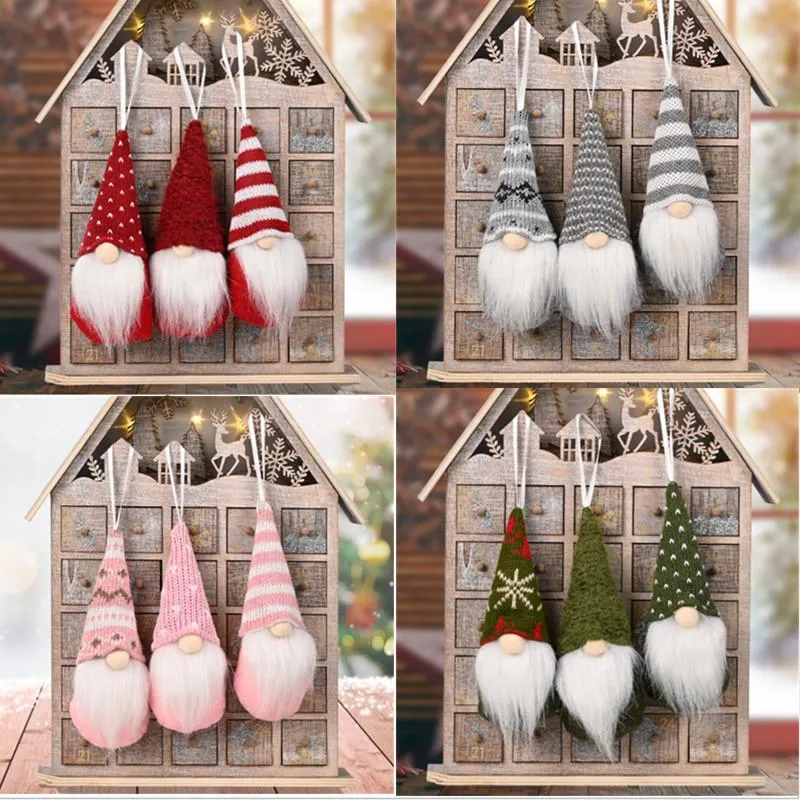 Decorazioni natalizie 3 pezzi Foresta Vecchio Mini bambola Ciondolo albero Decorazione di Natale per la casa Gnome Bambini Regali 2022 anni