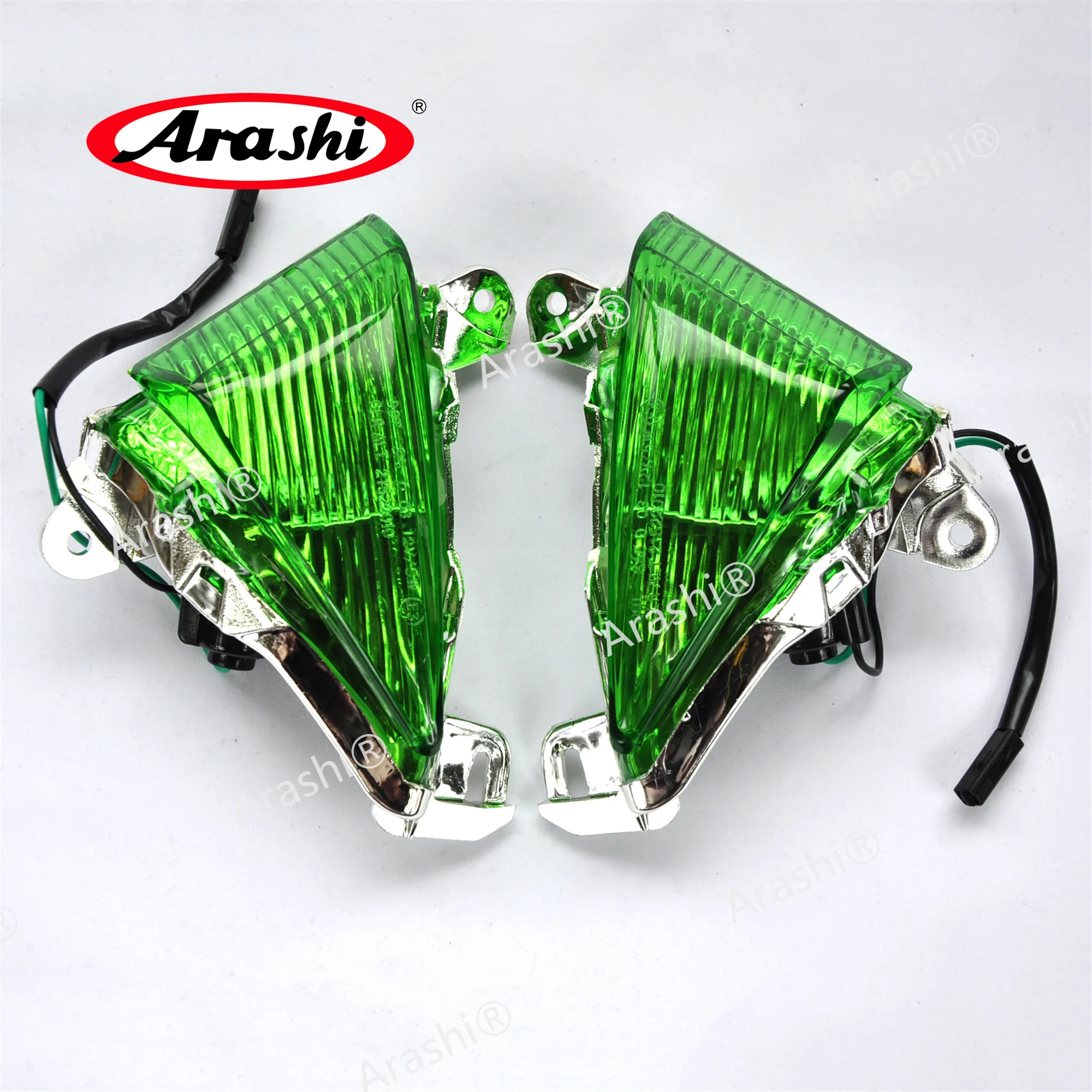 Kawasaki Ninja ZX6R / 636 2005  -  2010 2009 / ZX10R 2006  -  2007/650R 2006  -  2008フロントターンシグナルグリーンレンズカバーインジケータ