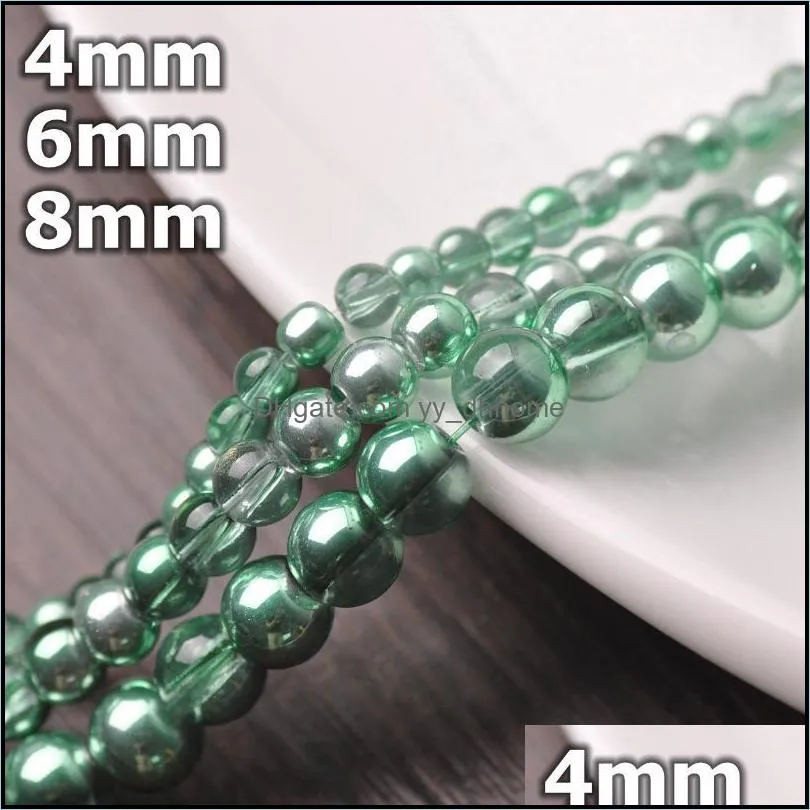 Other Round 4mm 6mm 8mm Half Metallic Plated Crystal Glass Loose Spacer Beads Wholesale Lot For Jewelry Making DIY Crafts Findings