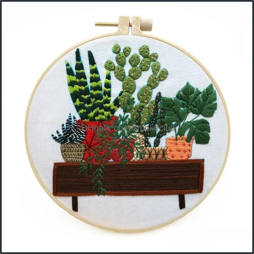 Arts, cadeaux maison jardin autres arts et métiers Kit de broderie de fleurs de cactus broderies bricolage motif de plante d'intérieur couture pour débutant (esprit