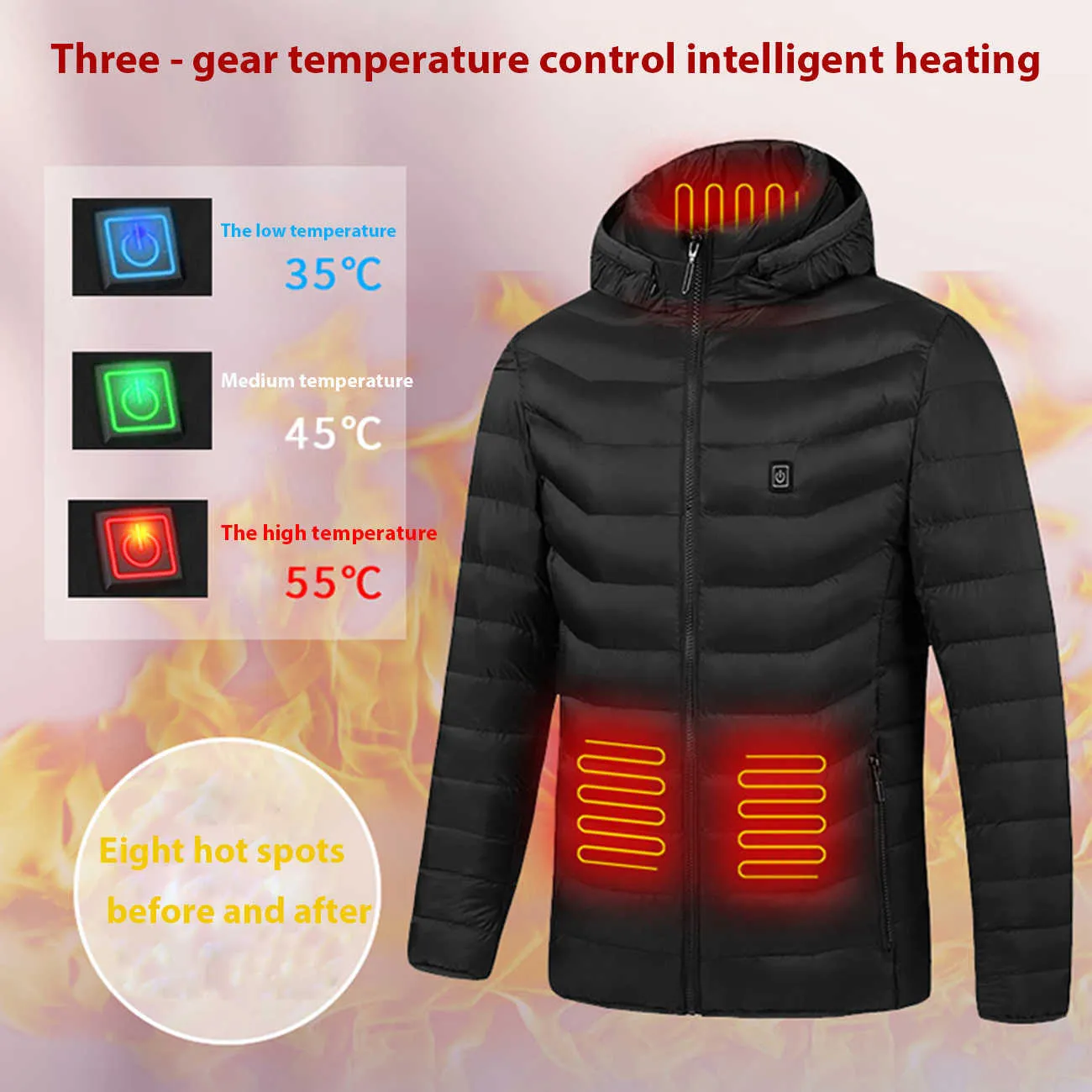 Chaleco calefactable Unisex, chaqueta calefactable de 9 áreas