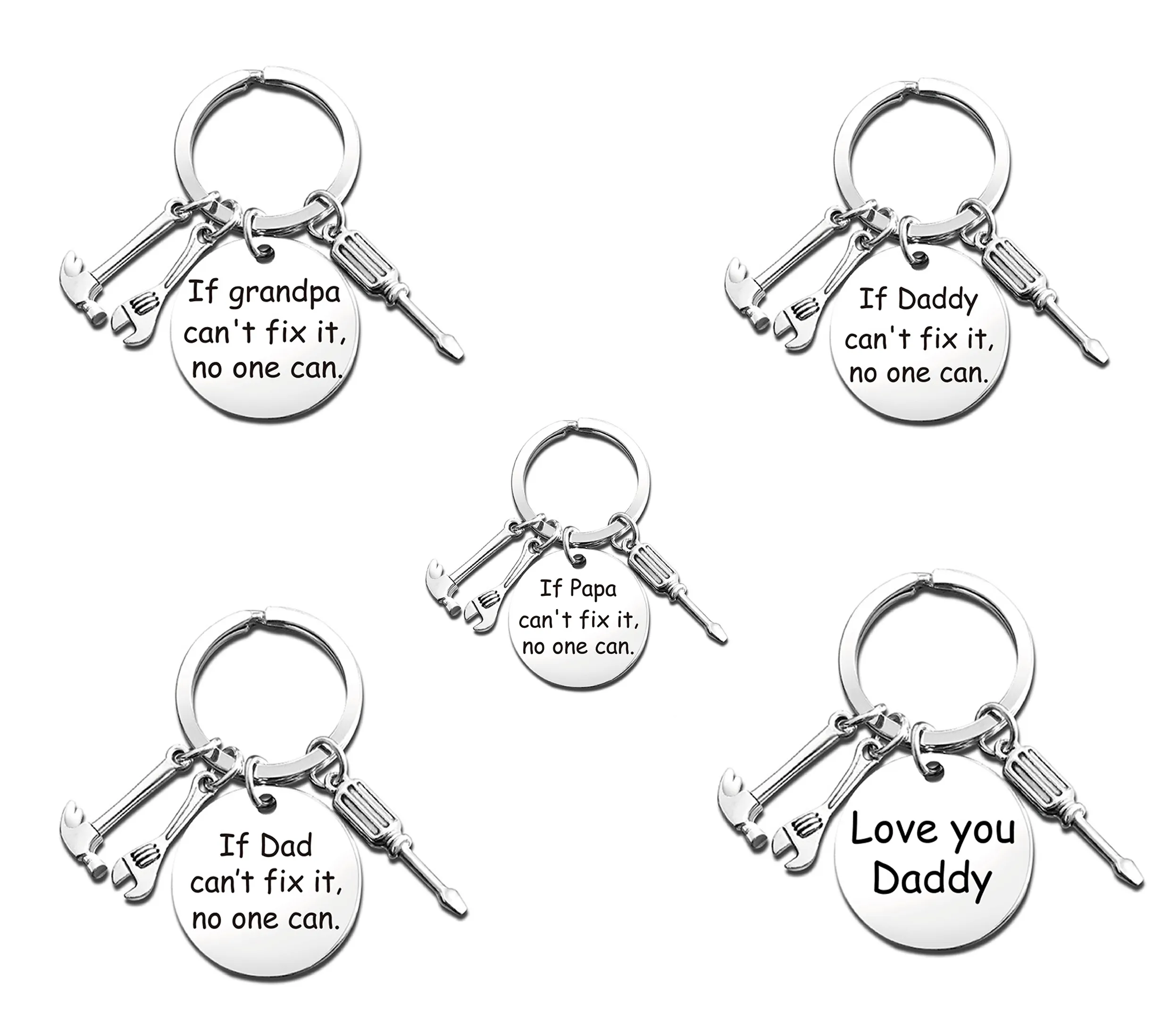 Dad Keychain Mechanic's Key chain Lovely Father's Day Papa Grandpa Gifts Car Love You Gift Tools Gift Daddy Round Keyring